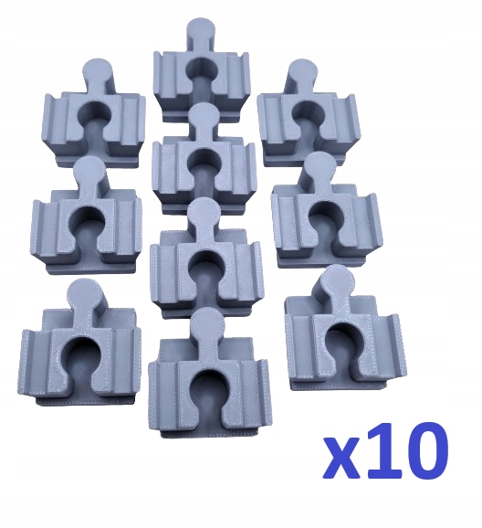 10 vnt. LEGO Duplo ir medinių bėgių jungtys