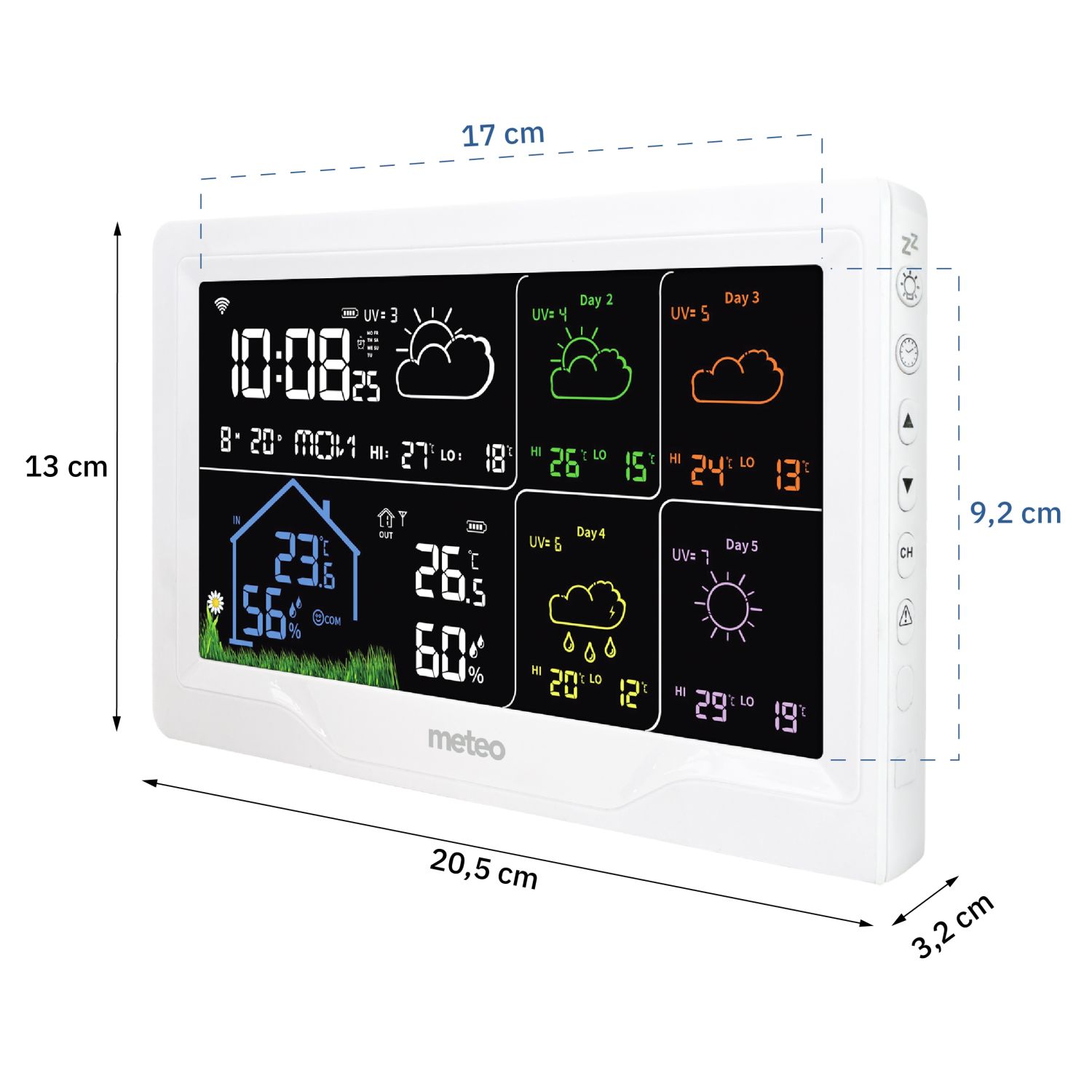 Meteorologinė stotelė meteo sp401 su wi-fi, laikrodžiu ir orų prognoze
