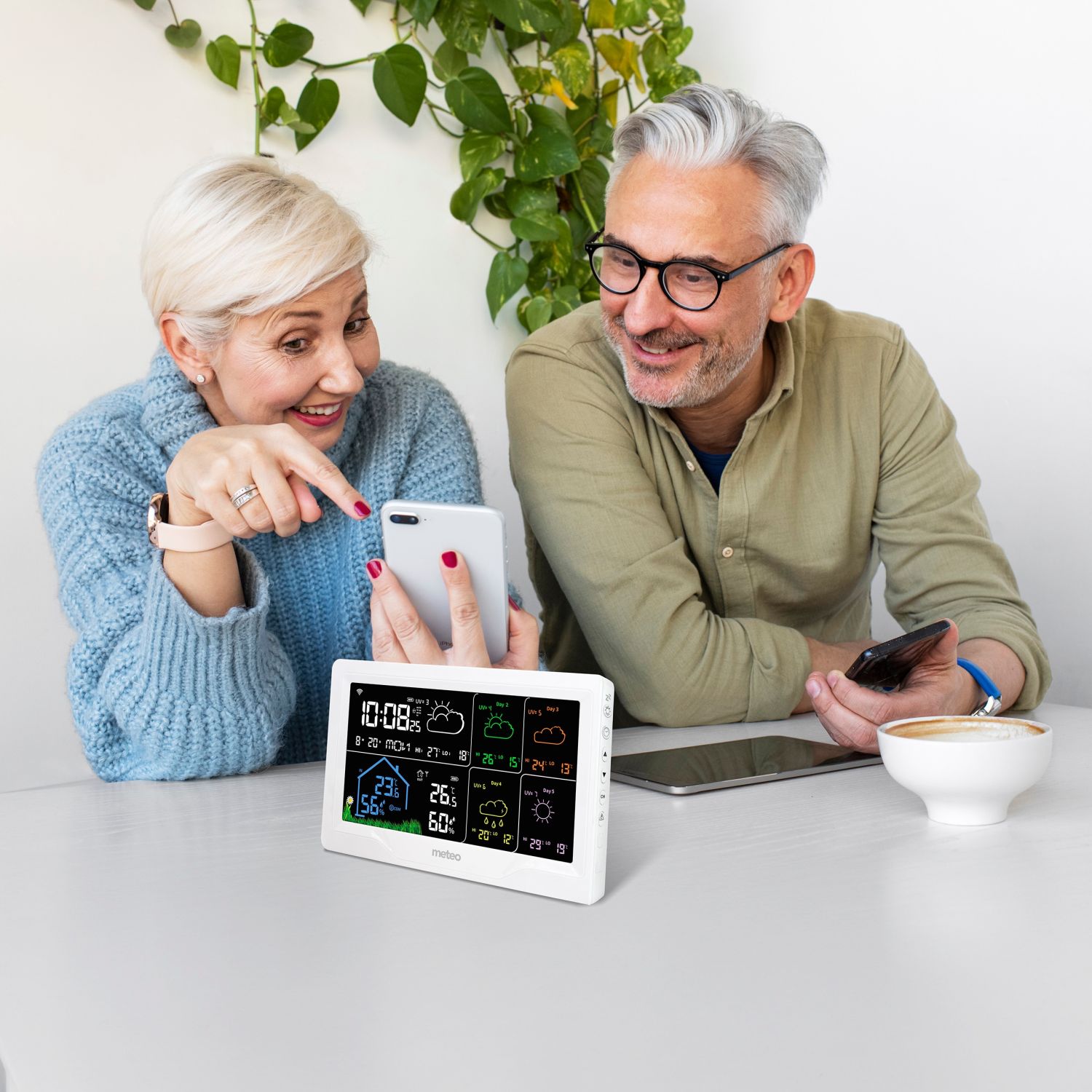 Meteorologinė stotelė meteo sp401 su wi-fi, laikrodžiu ir orų prognoze