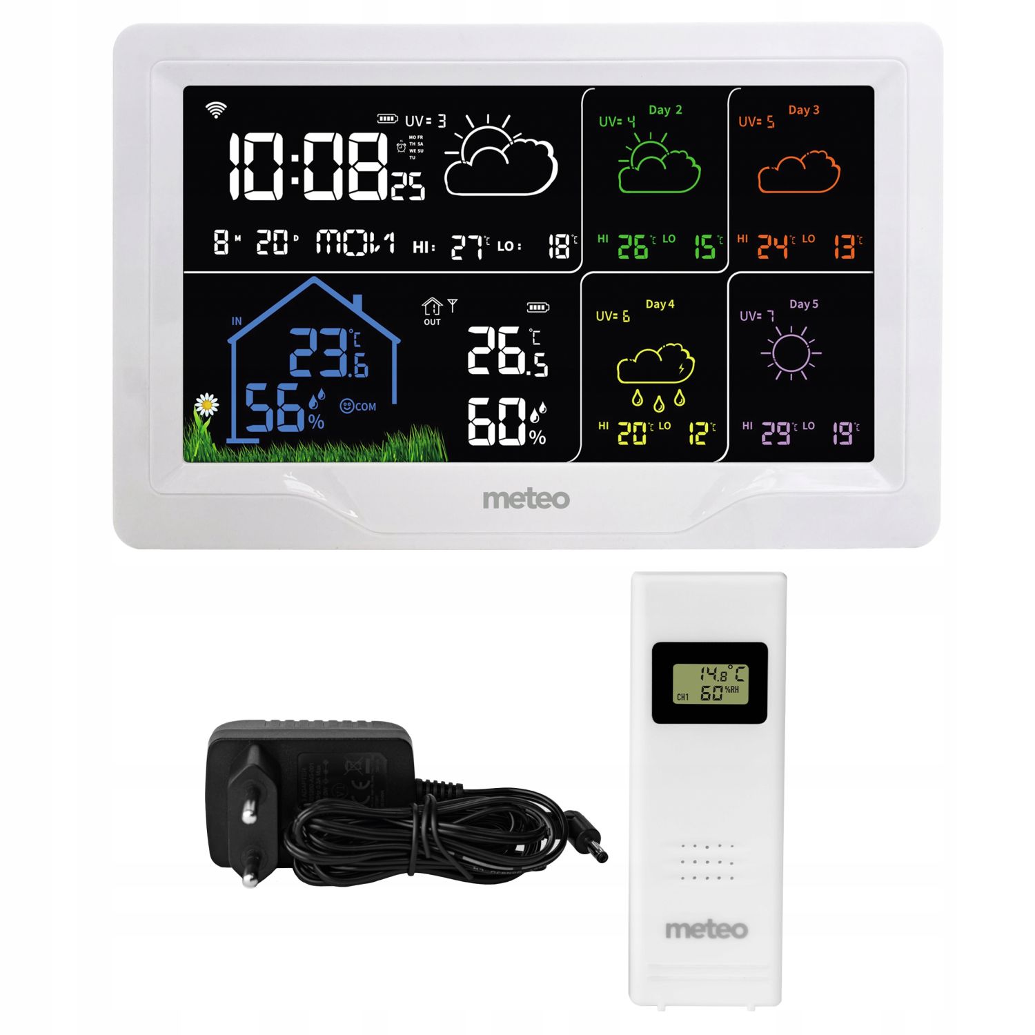 Meteorologinė stotelė meteo sp401 su wi-fi, laikrodžiu ir orų prognoze