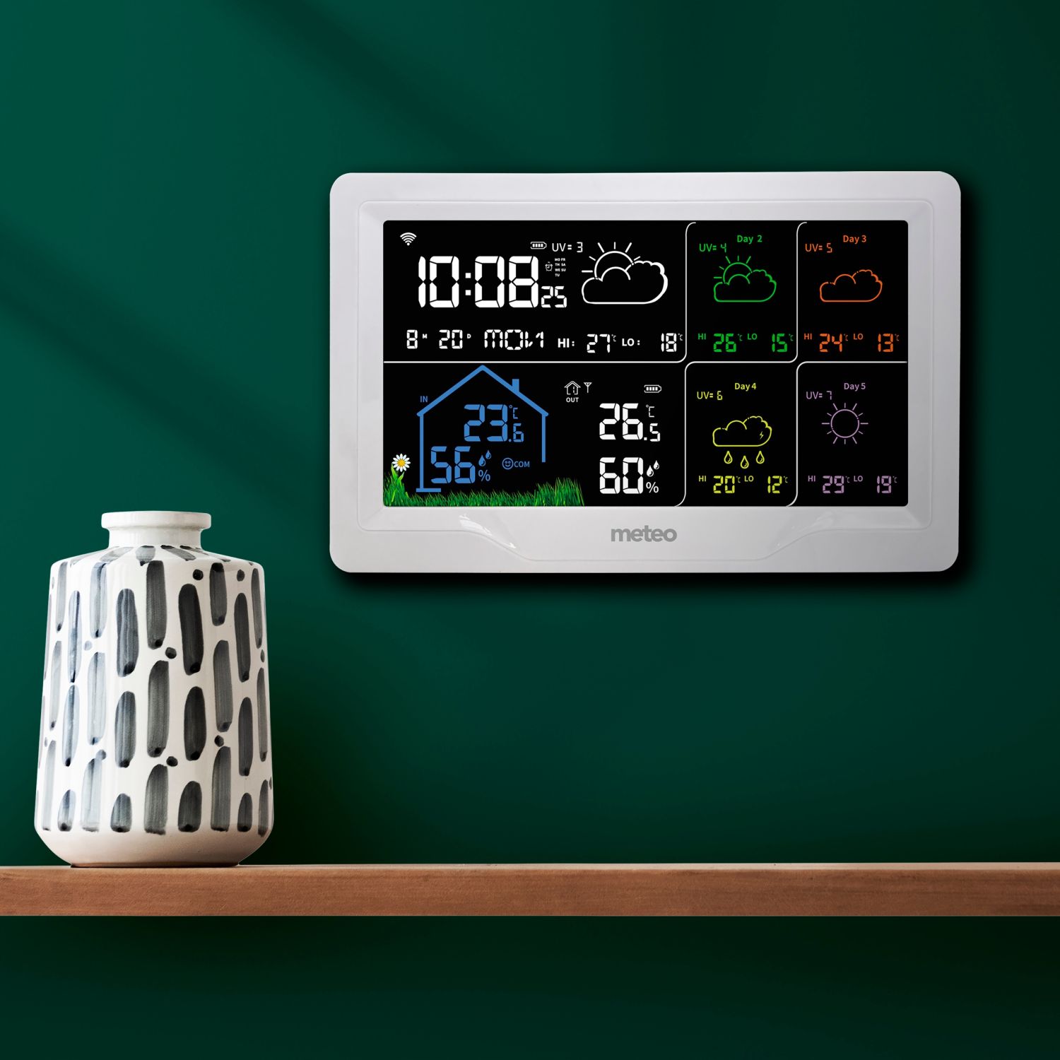 Meteorologinė stotelė meteo sp401 su wi-fi, laikrodžiu ir orų prognoze