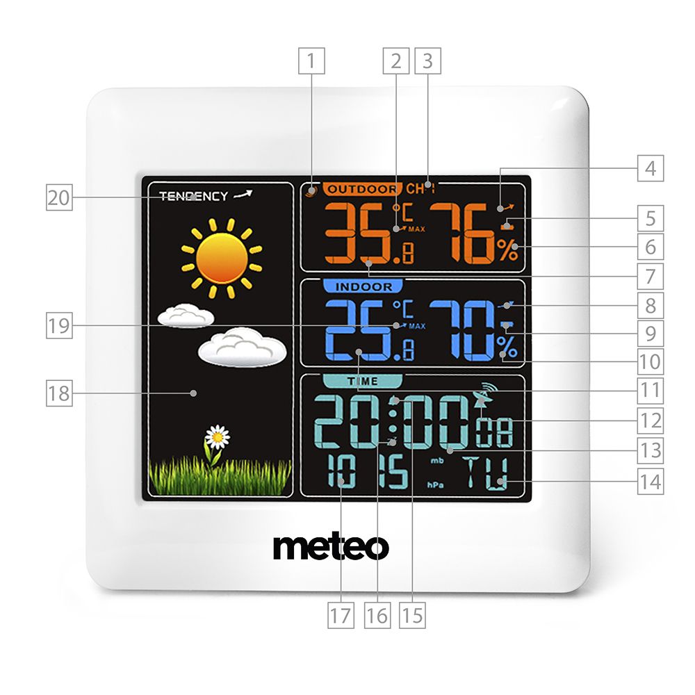 Meteorologijos stotis METEO SP93 su DCF ir meteorologiniu jutikliu