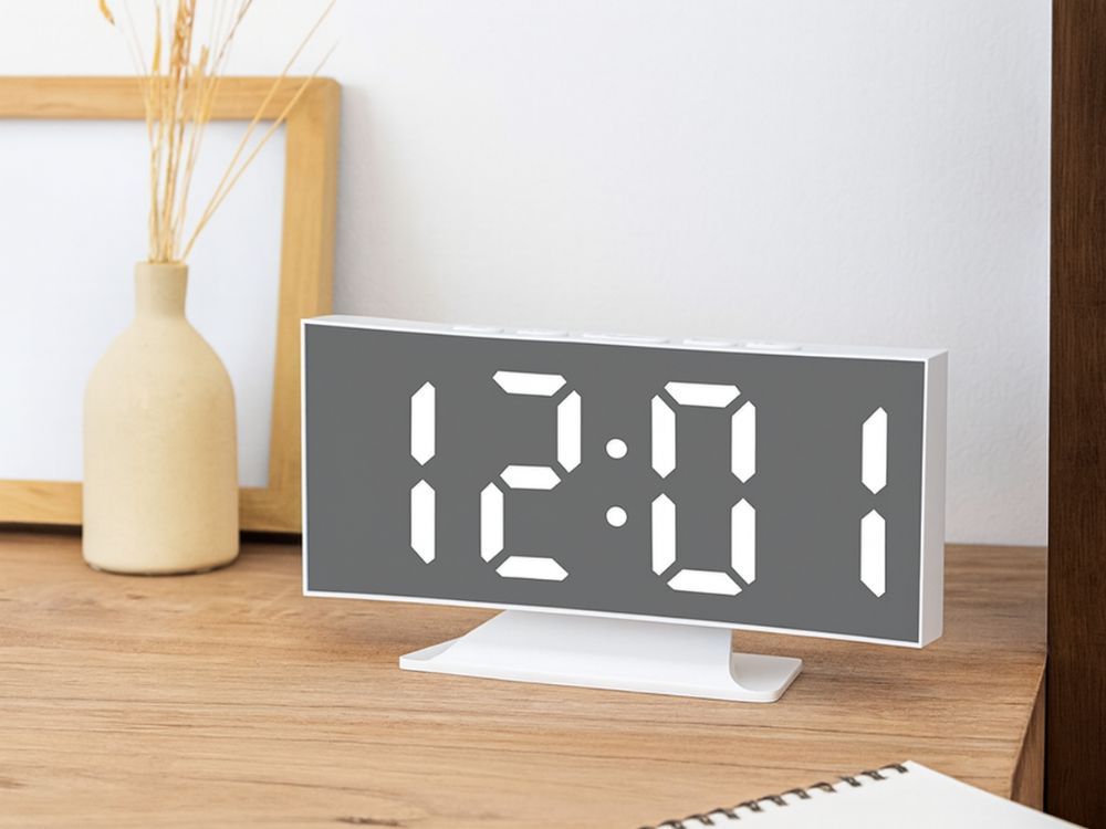 Elektroninis led laikrodis-žadintuvas su veidrodžio funkcija 2