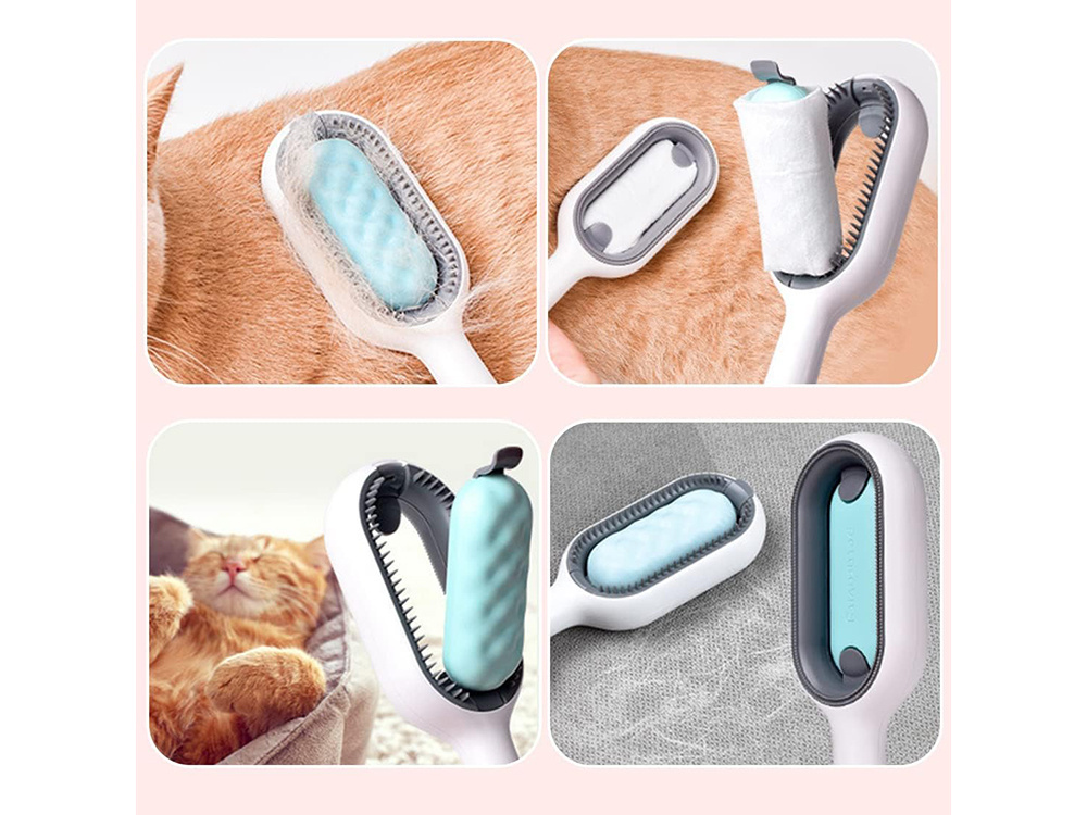 Silikoninis šukavimo šepetys gyvūnams 3-in-1, 19 cm