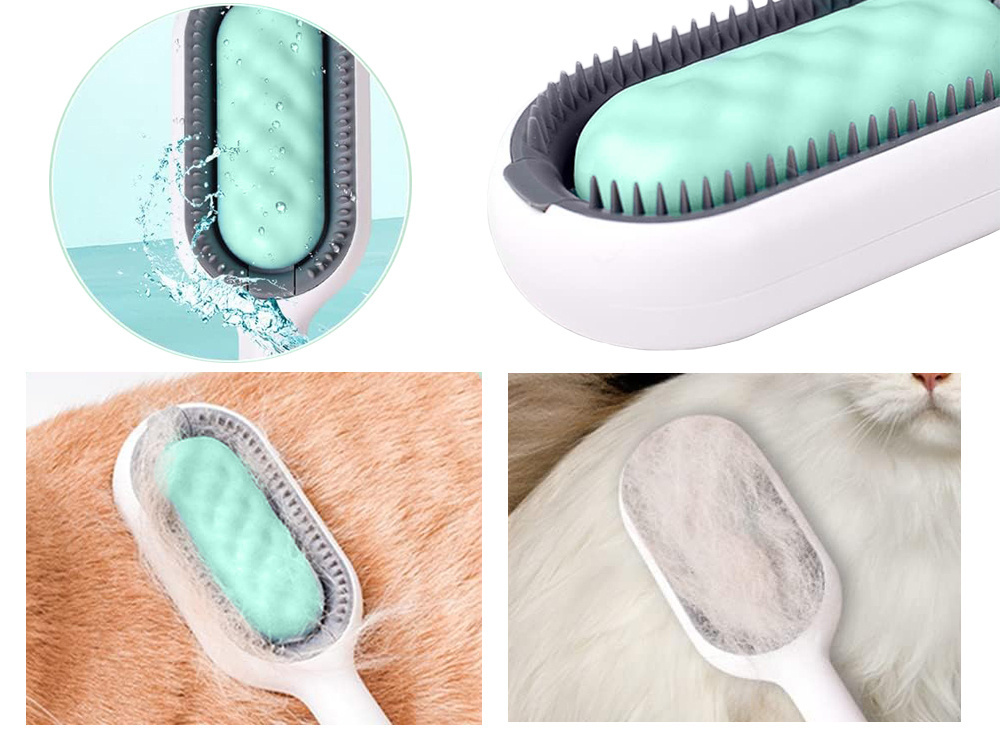 Silikoninis šukavimo šepetys gyvūnams 3-in-1, 19 cm