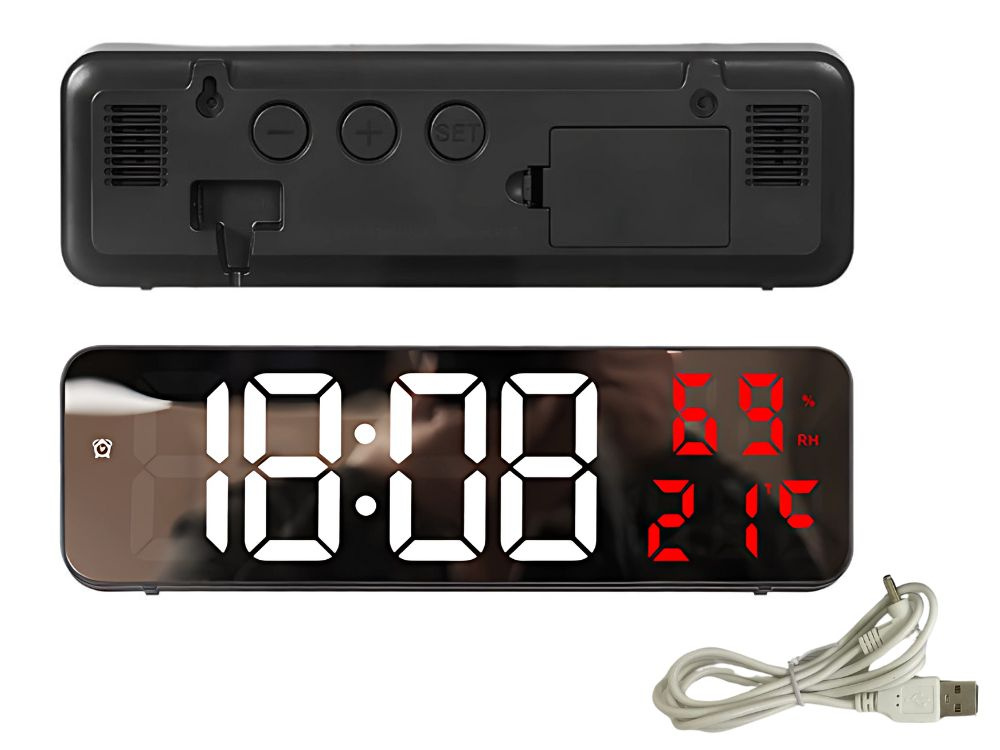 Elektroninis laikrodis su lcd ekranu ir termometru