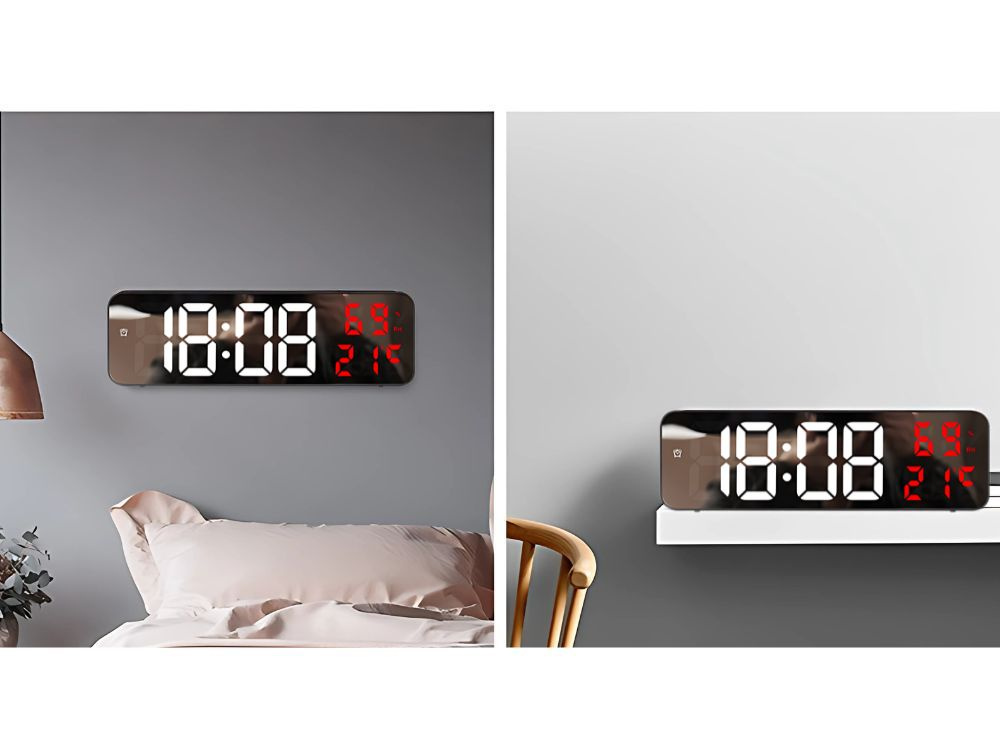 Elektroninis laikrodis su lcd ekranu ir termometru