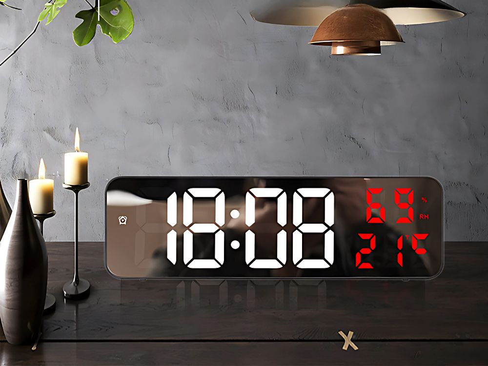 Elektroninis laikrodis su lcd ekranu ir termometru