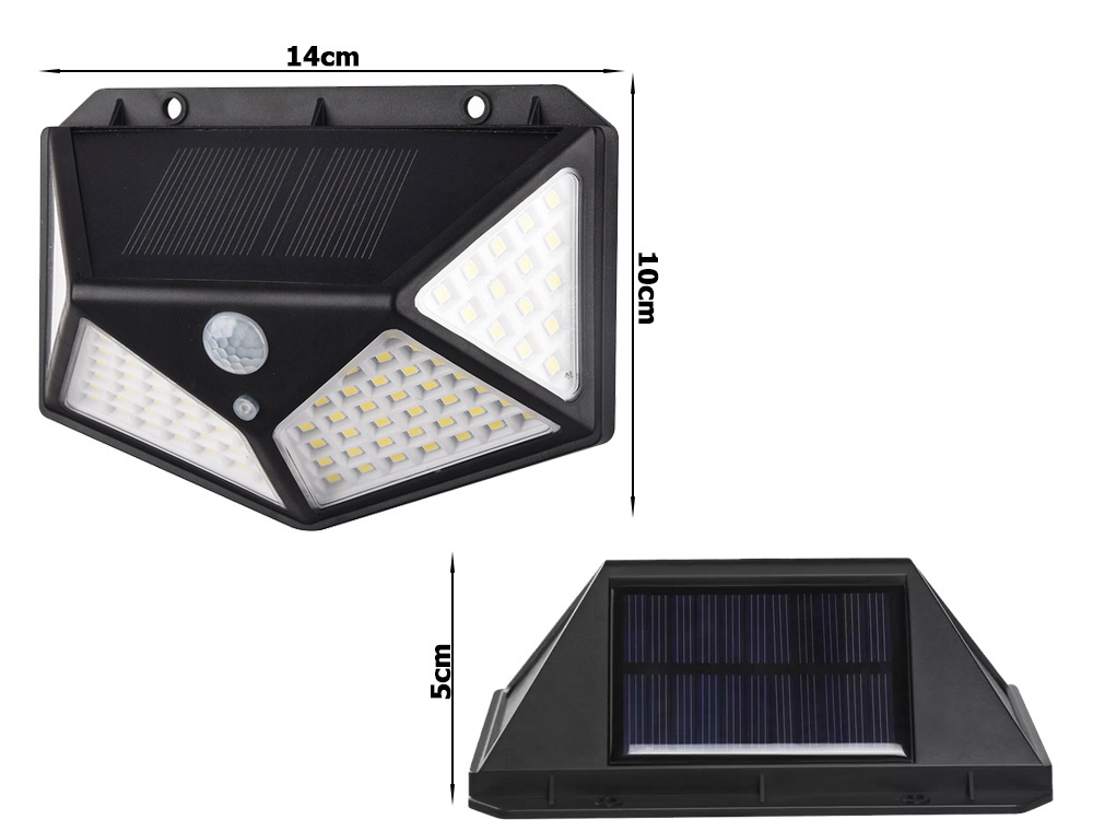 Saulės lempa 100 led su judesio ir prietemos jutikliais
