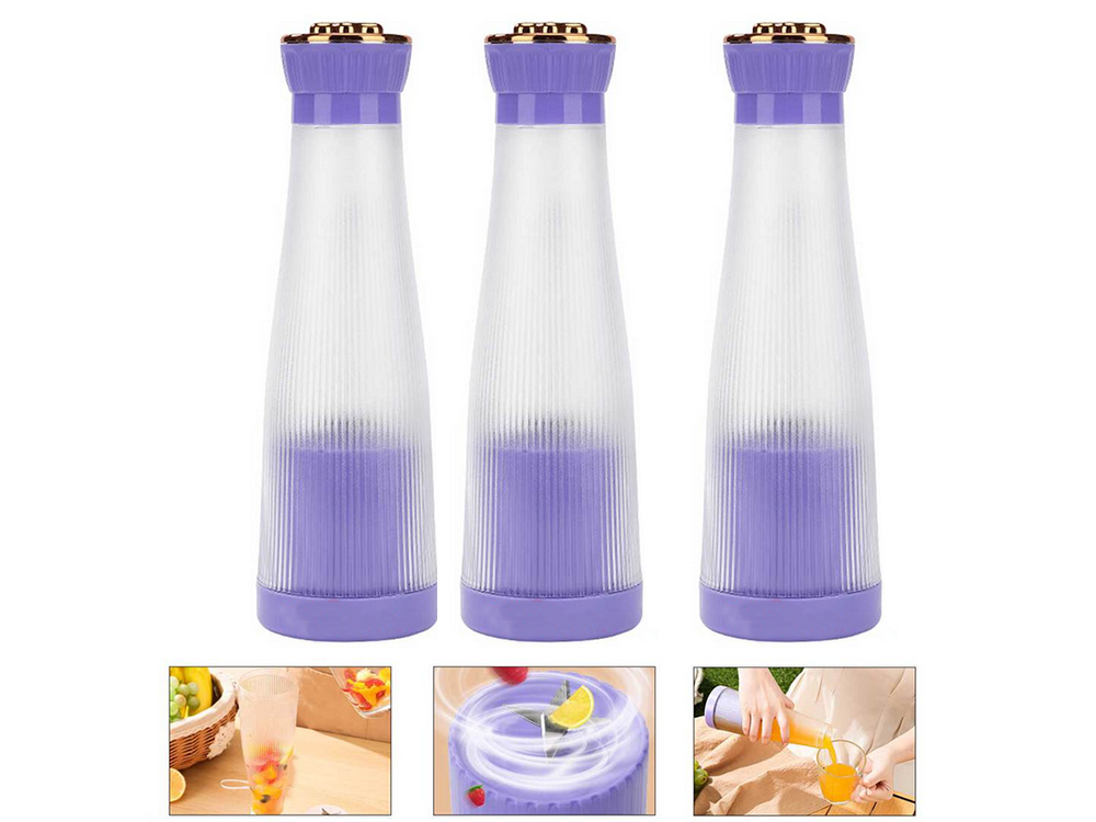 Nešiojamas usb belaidis trintuvas kokteiliams 400ml, violetinis