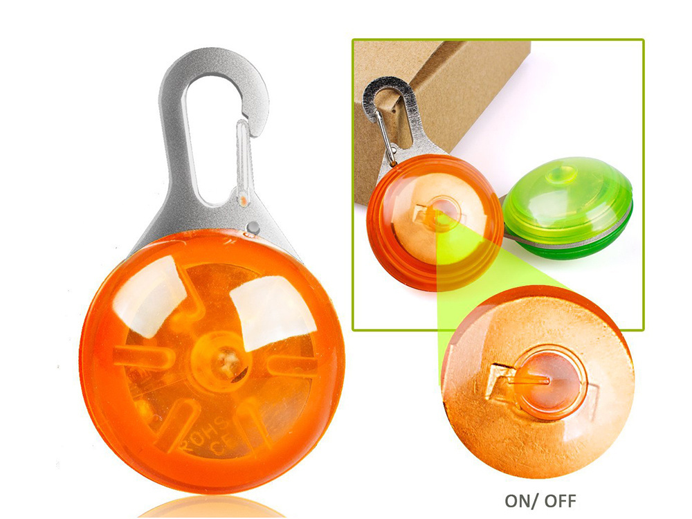 Led švieselė antkakliui su karabinu, oranžinė