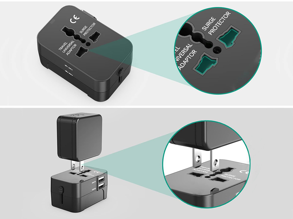 Universalus adapteris su 2 usb jungtimis