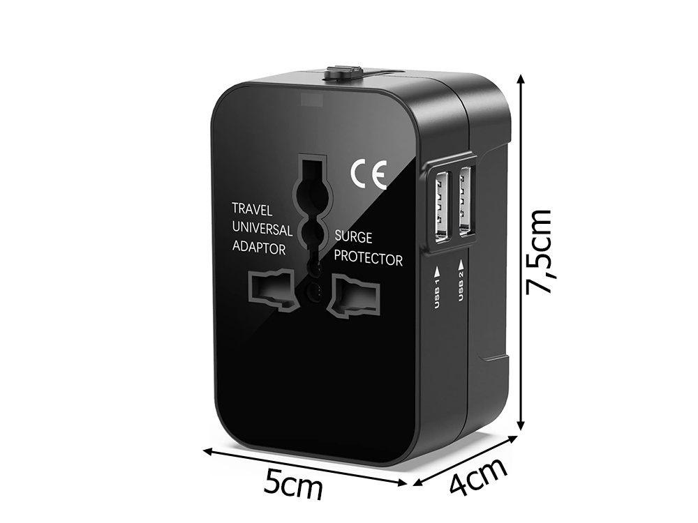 Universalus adapteris su 2 usb jungtimis