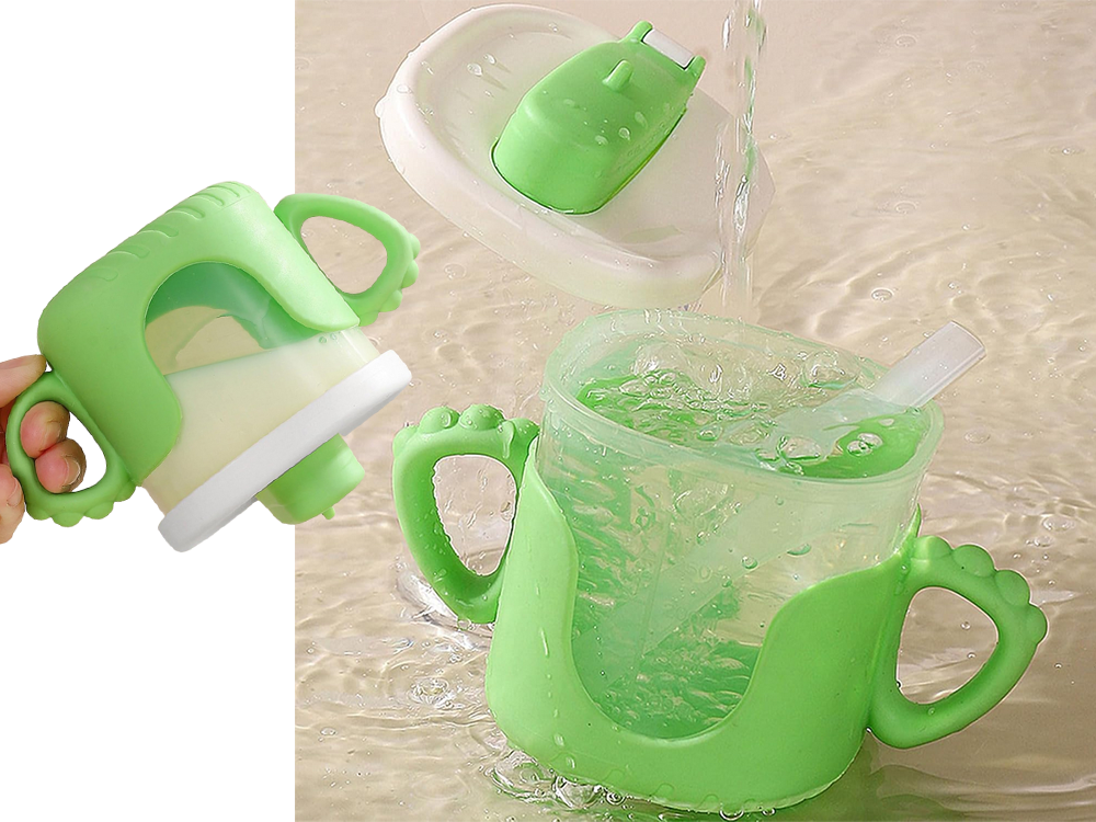 Vaikiškas puodelis su šiaudeliu 300 ml