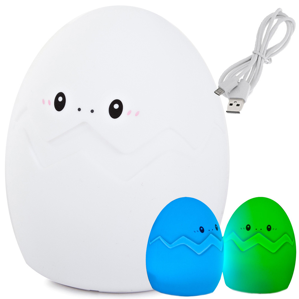 Vaikiška naktinė lempa led kiaušinis rgb su usb