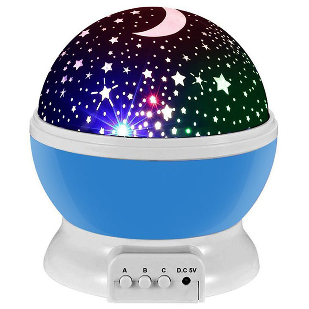 Žvaigždžių projektorius su 360° sukimu ir šiltu apšvietimu, 11x14 cm, mėlynas