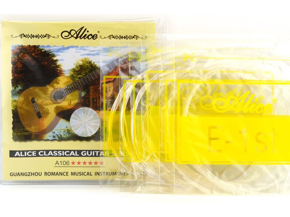 Nailoninės klasikinės gitaros stygos alice, 6 vienetai