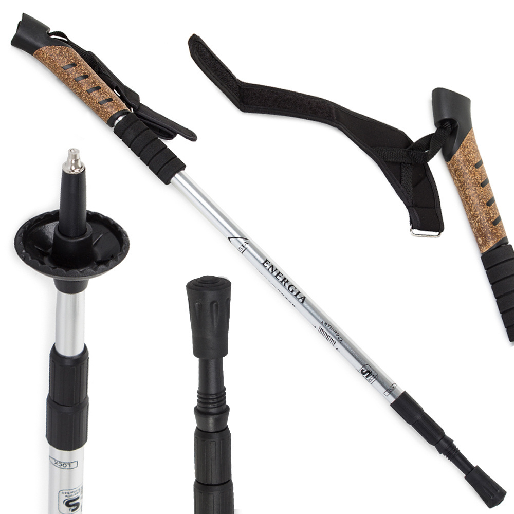 Teleskopinė nordic walking lazda su kamštine rankena, 65-135 cm
