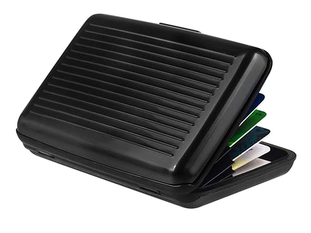 Aliumininis dokumentų dėklas su rfid apsauga, 11x7,5 cm, juodas