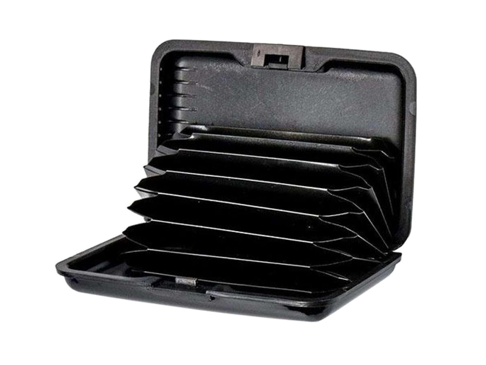 Aliumininis dokumentų dėklas su rfid apsauga, 11x7,5 cm, juodas
