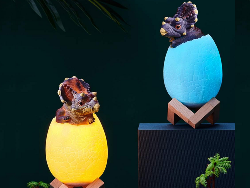 Naktinė lempa triceratops kiaušinis rgb led