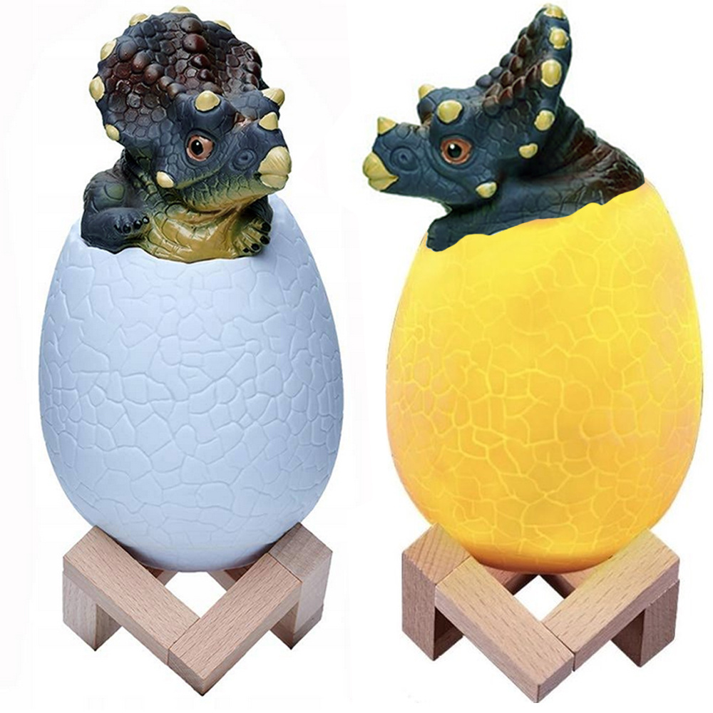 Naktinė lempa triceratops kiaušinis rgb led