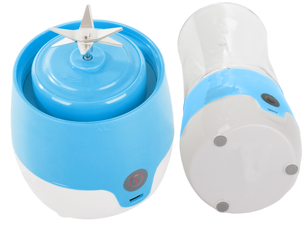 Nešiojamas usb trintuvas kokteiliams, 350 ml, mėlynas