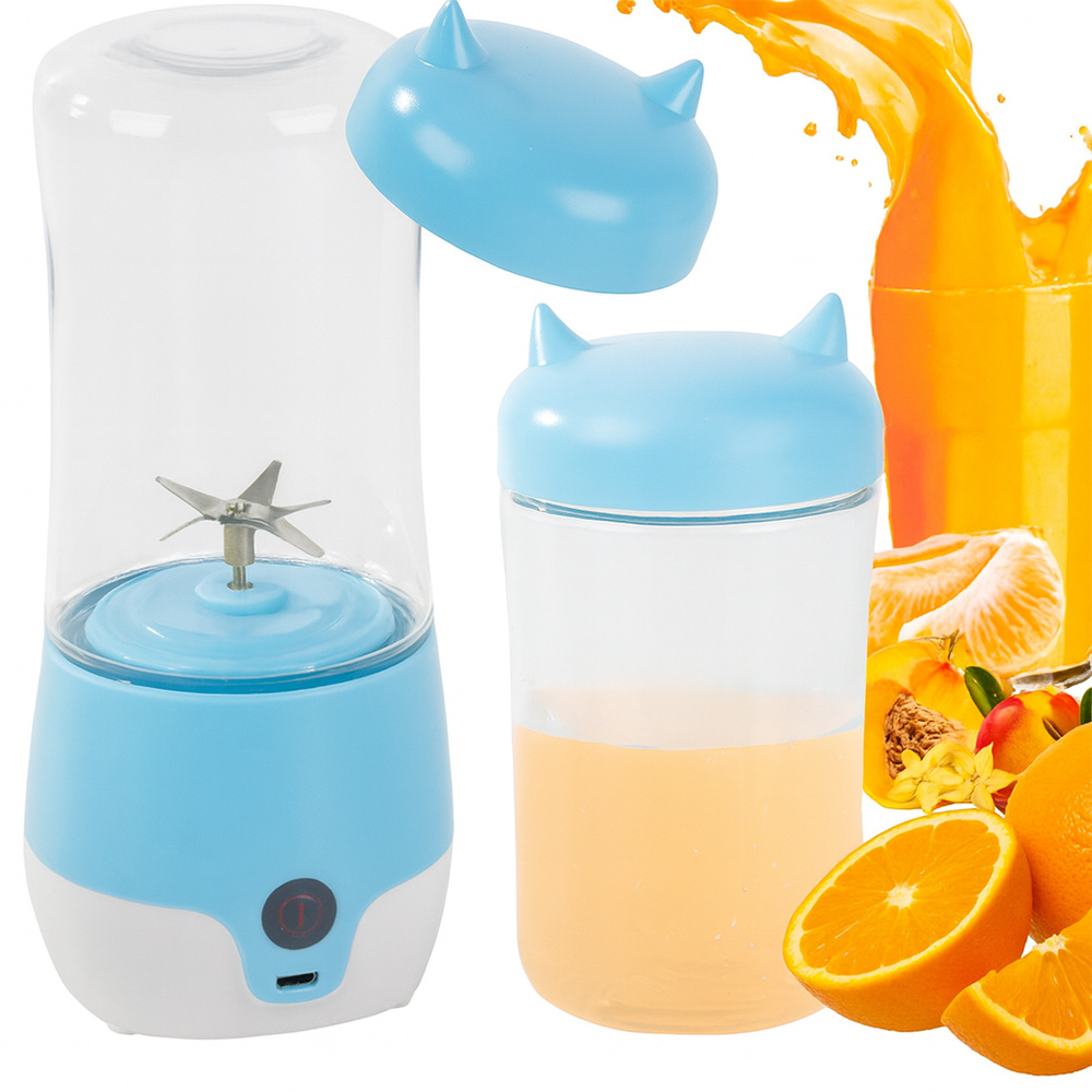 Nešiojamas usb trintuvas kokteiliams, 350 ml, mėlynas