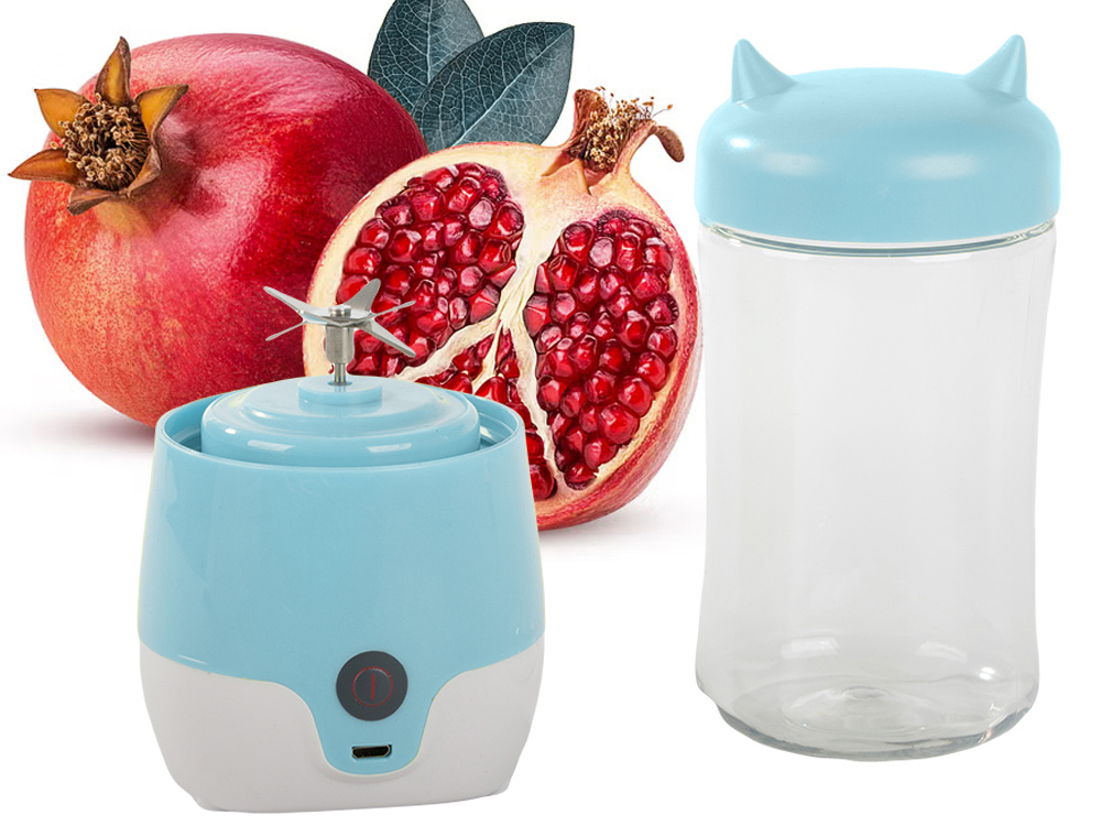 Nešiojamas usb trintuvas kokteiliams, 350 ml, mėlynas