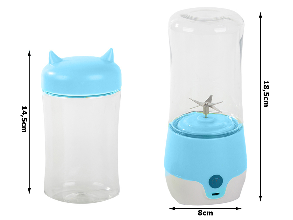 Nešiojamas usb trintuvas kokteiliams, 350 ml, mėlynas 1