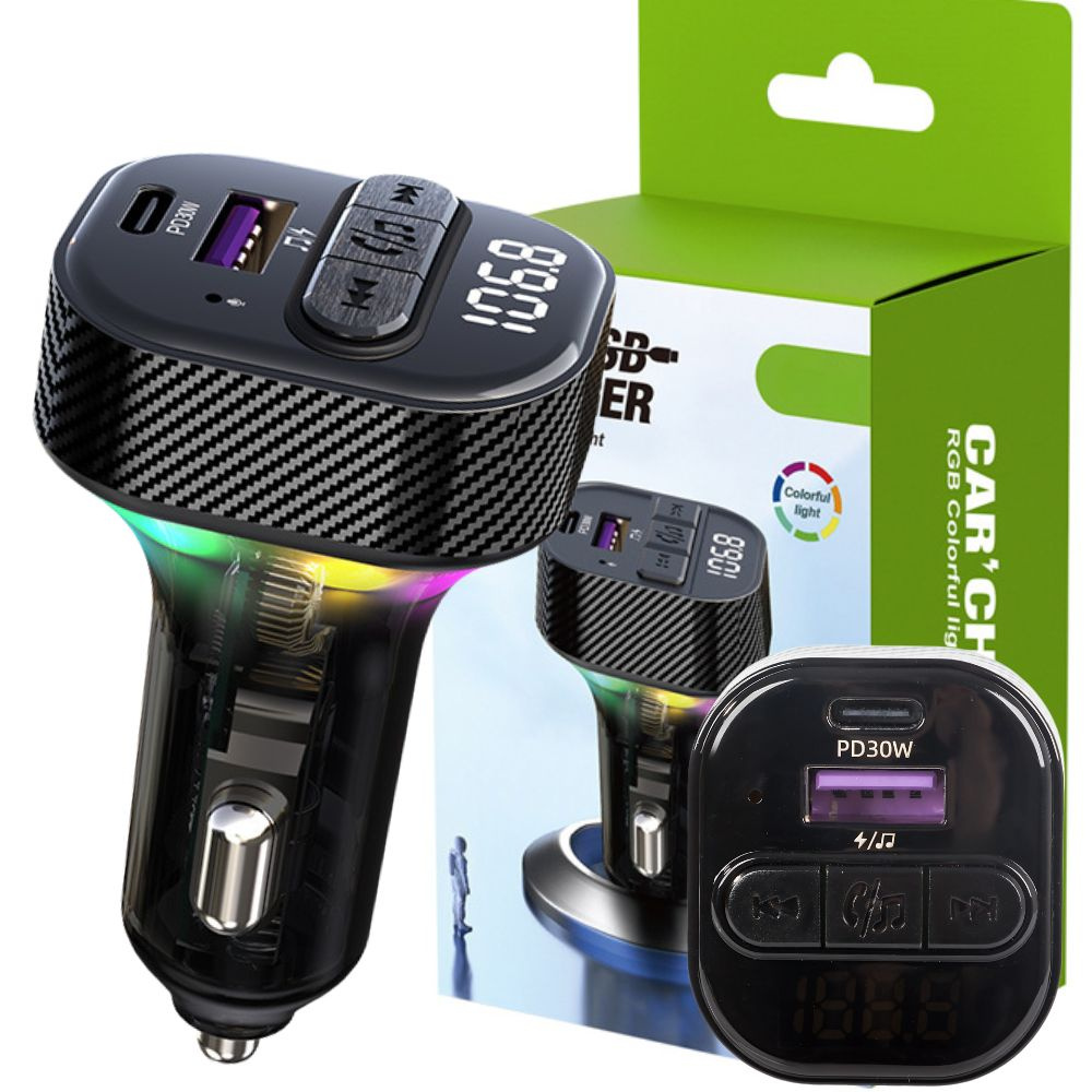 Fm automobilinis siųstuvas su usb ir bluetooth 5.3