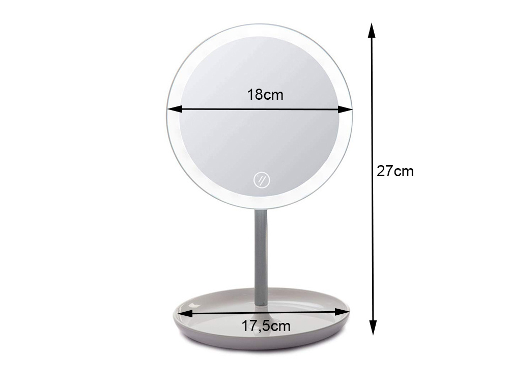 Kosmetinis veidrodis su led apšvietimu, 18 cm 2