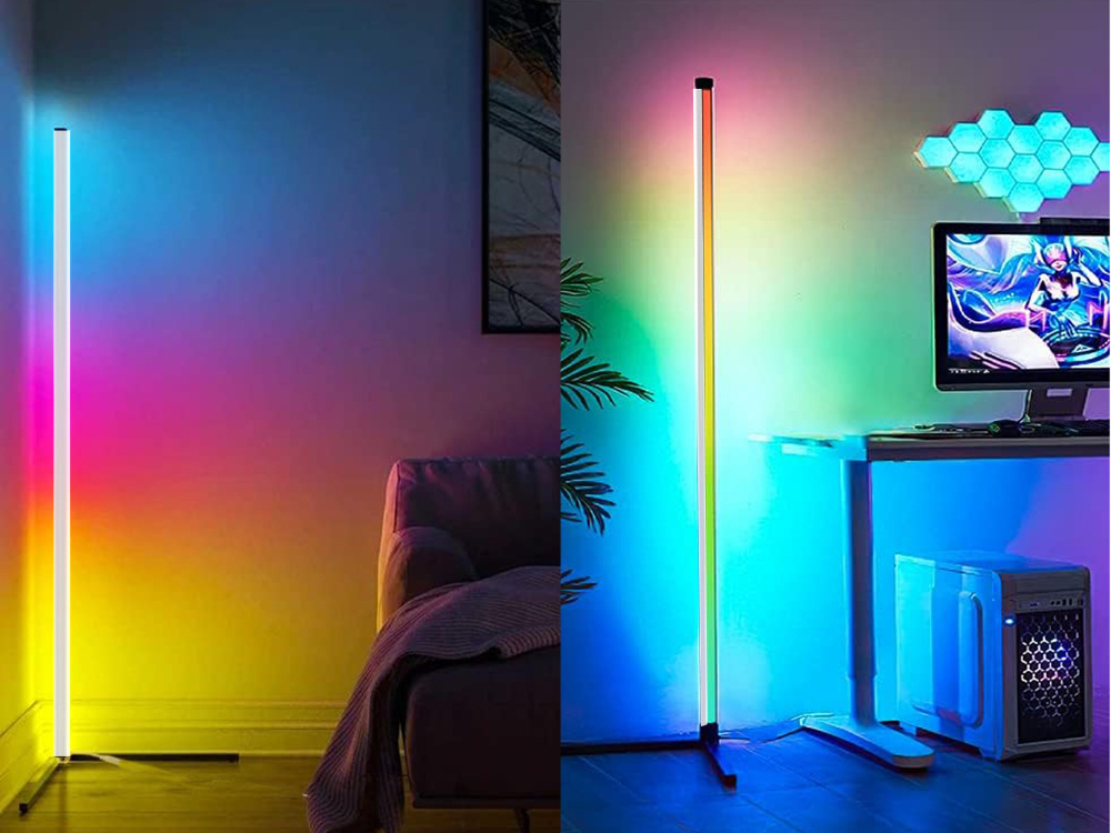 Kampinė led grindų lempa rgb su programėle 150 cm