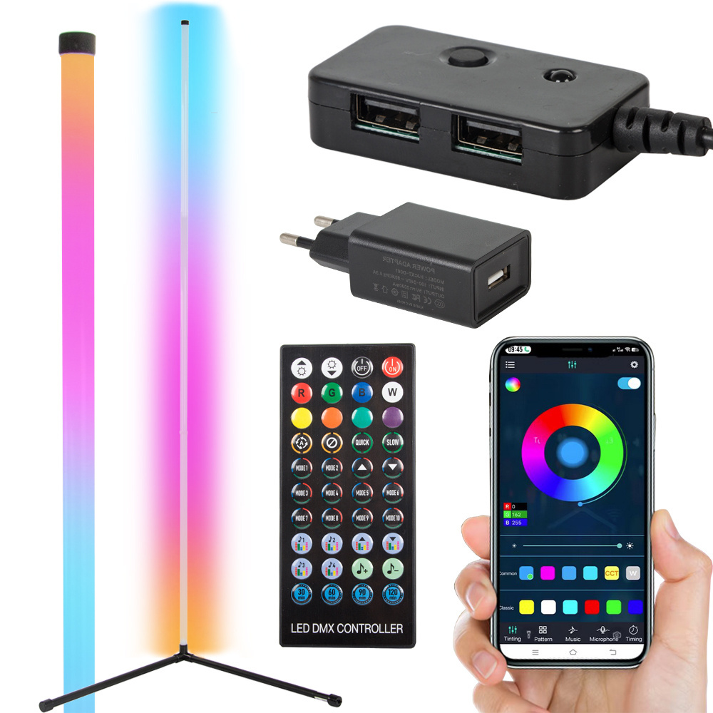 Kampinė led grindų lempa rgb su programėle 150 cm
