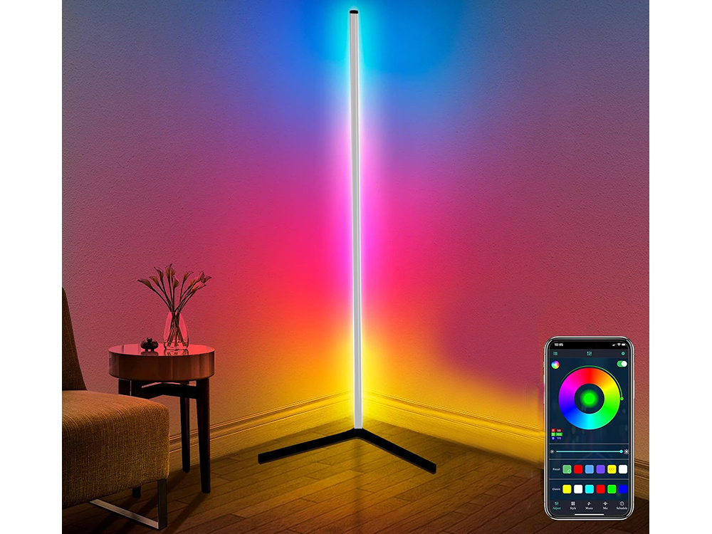 Kampinė led grindų lempa rgb su programėle 150 cm
