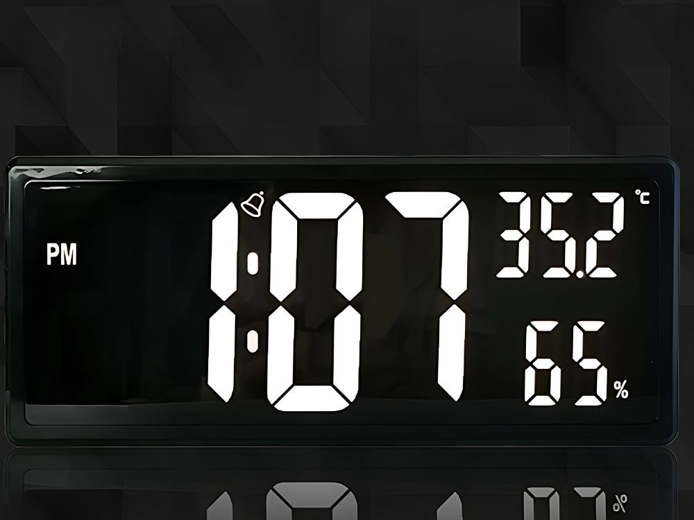 Elektroninis laikrodis-žadintuvas su led ekranu, 15x35 cm, juodas 3