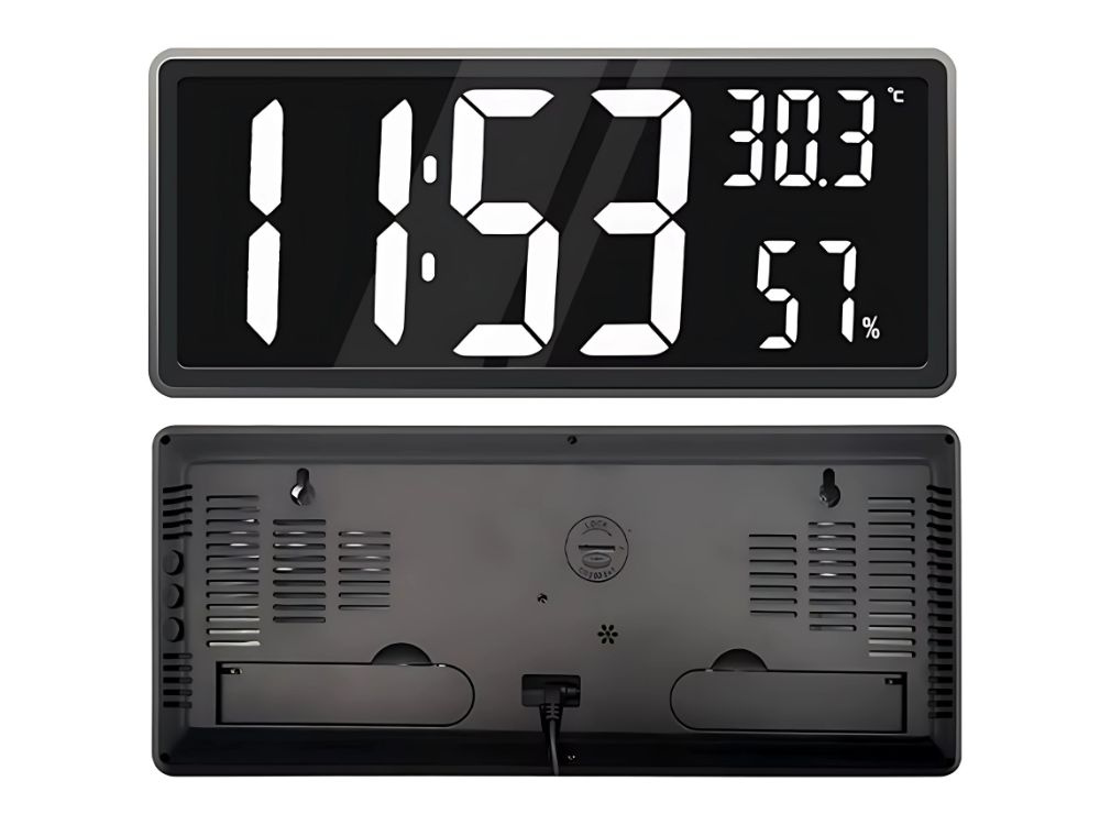 Elektroninis laikrodis-žadintuvas su led ekranu, 15x35 cm, juodas