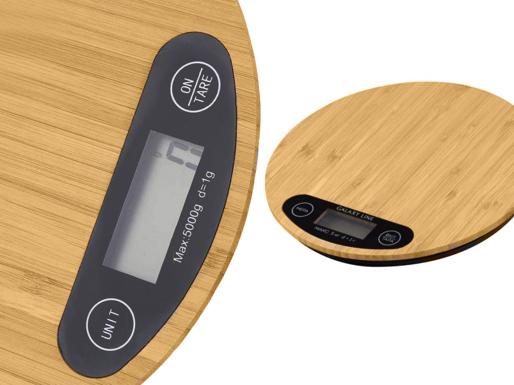 Elektroninės bambukinės virtuvės svarstyklės su lcd ekranu 5 kg