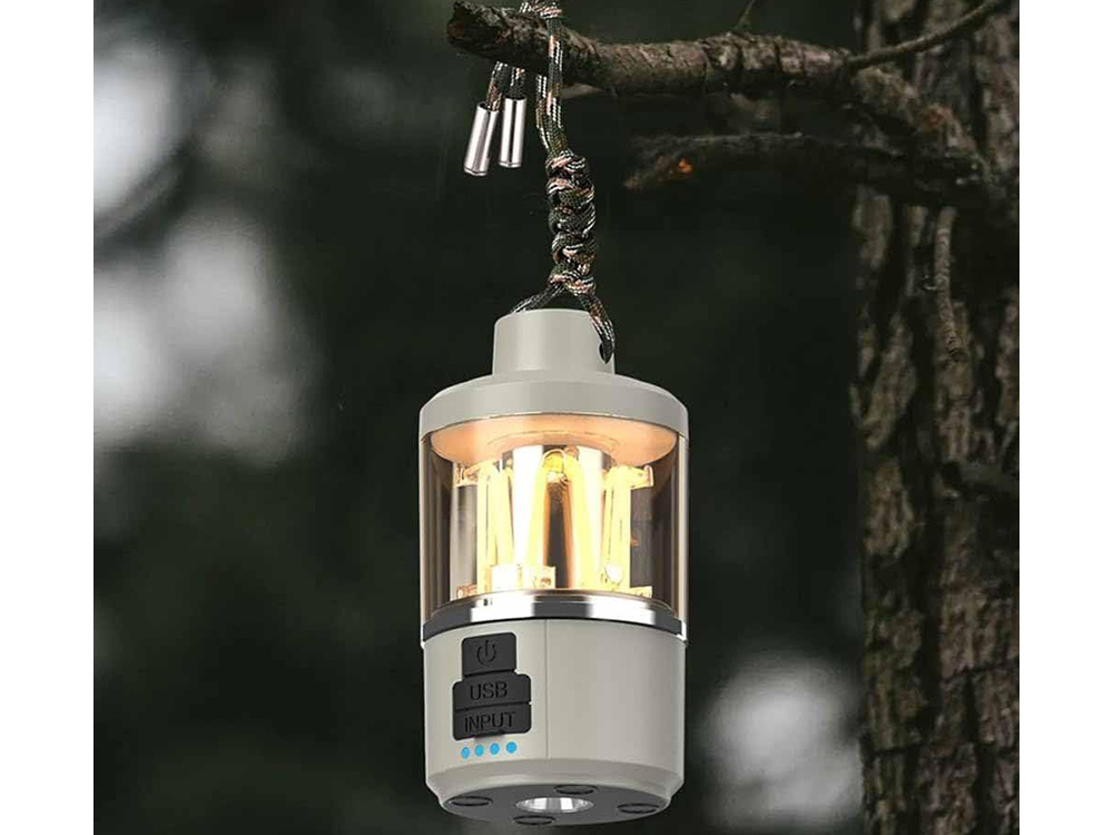 Led turistinė lempa su integruotu akumuliatoriumi ir usb