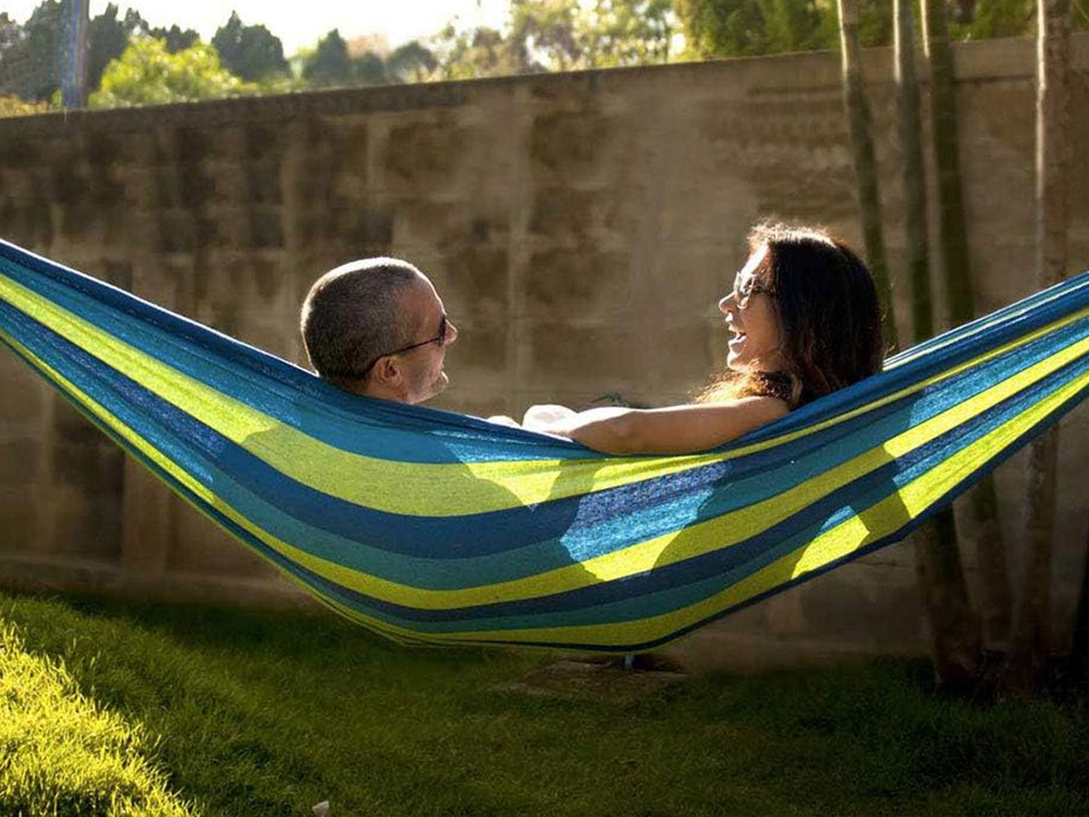 Dvigubas hamakas su pagalve, 260x150 cm, 200 kg