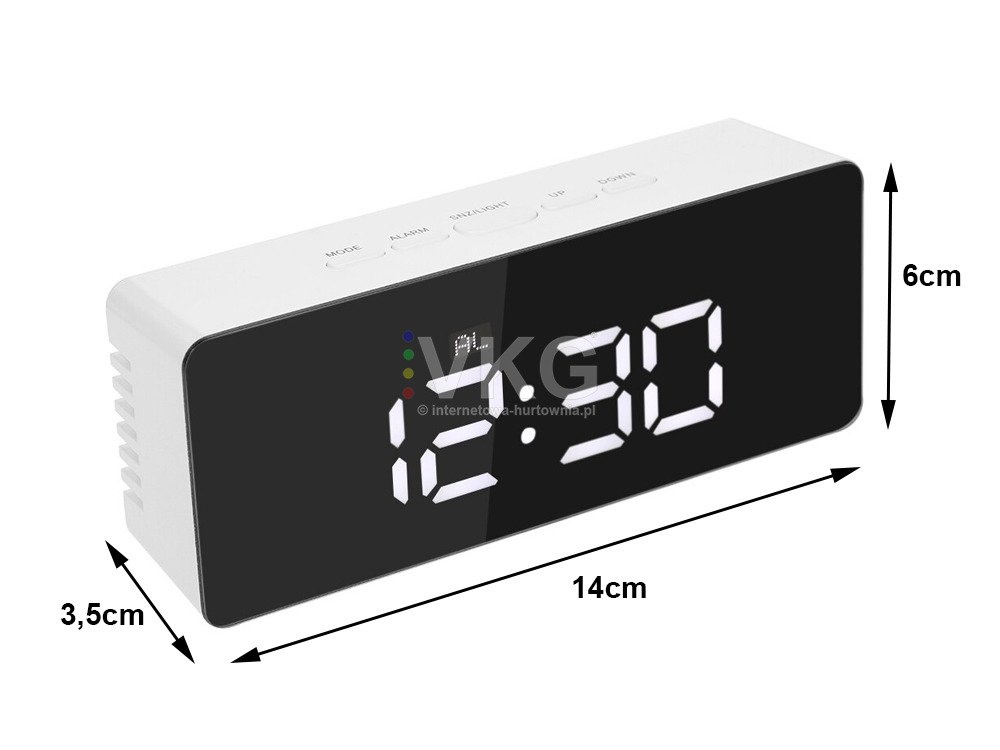 Laikrodis veidrodis su lcd ekranu ir temperatūros rodymu