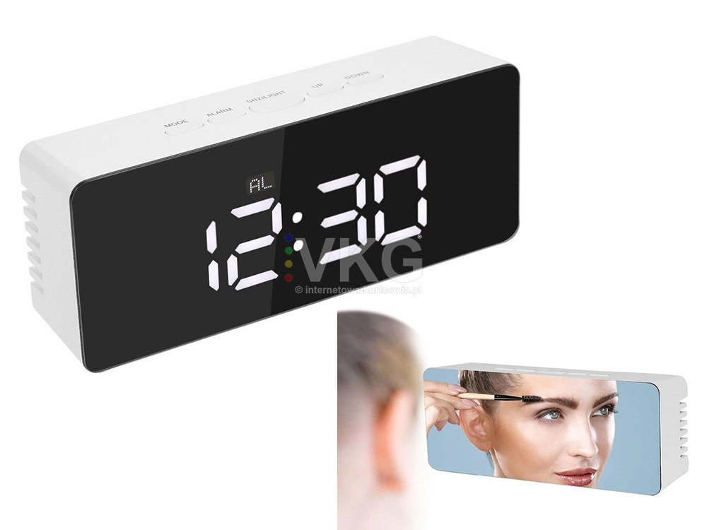 Laikrodis veidrodis su lcd ekranu ir temperatūros rodymu