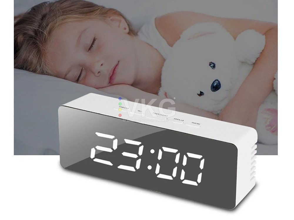 Laikrodis veidrodis su lcd ekranu ir temperatūros rodymu