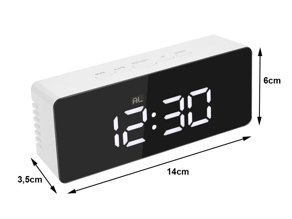 Laikrodis veidrodis su lcd ekranu ir temperatūros rodymu