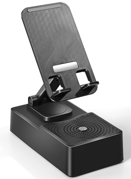 Telefono laikiklis su bluetooth garsiakalbiu, 5w, juodas