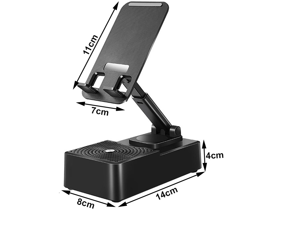 Telefono laikiklis su bluetooth garsiakalbiu, 5w, juodas