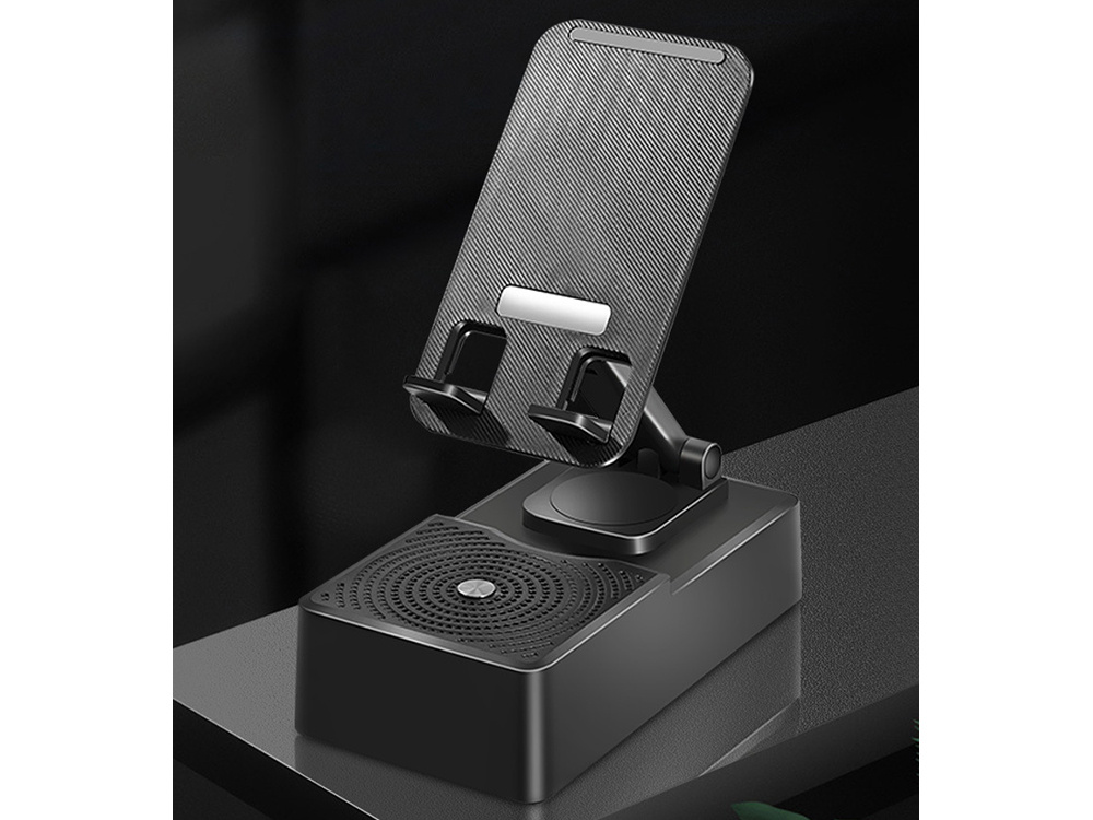 Telefono laikiklis su bluetooth garsiakalbiu, 5w, juodas