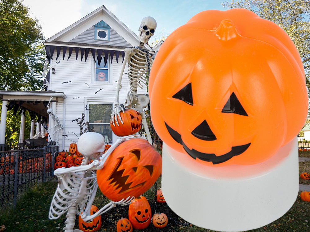 Led moliūgo formos lempa halloween dekoracija