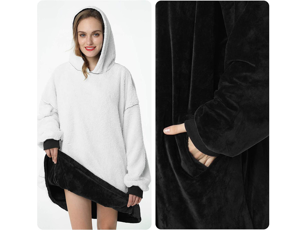 Minkštaa ir šiltaa oversize džemperis su gobtuvu