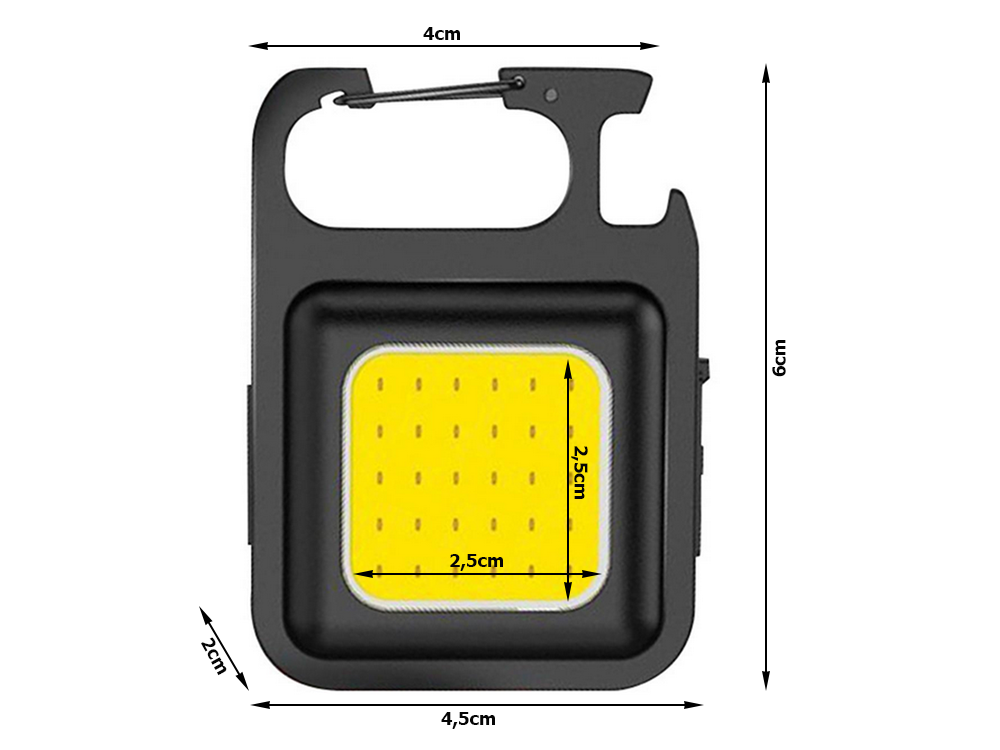 Led cob raktų pakabukas su magnetu ir usb įkrovimu